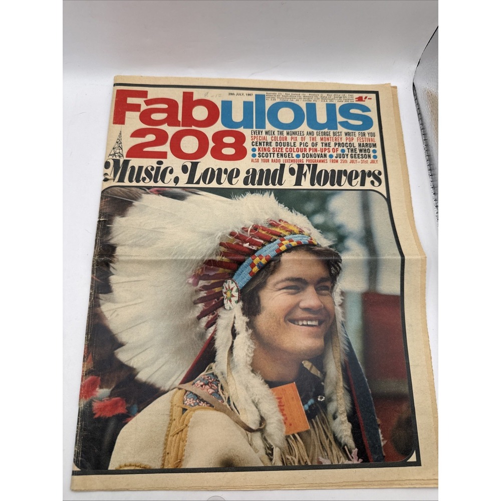 FABULOUS 208 MUSIC MAGAZINE 29/7 29th JULY 67 ACCEPTABLE COMPLETE PROCOL THE WHO